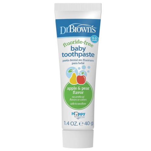 Dr. Brown's Fluoride-Free Baby Toothpaste, Safe to Swallow, Apple Pear, 1-Pack, 1.4oz/40g, 0-3 years