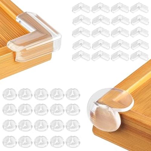 40 Pack Corner Protector Baby, 2 Shapes Baby Proof Corners and Edges, Clear Table Corner Covers Baby, Baby Corner Protector Guards, Corner Guards for Table Edges & Sharp Corners