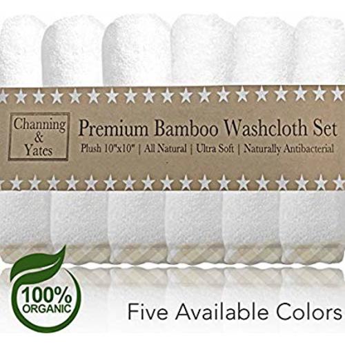 Channing & Yates Premium Baby Washcloths - (6 Pack) Certified Organic Baby Wash Cloths Soft Bamboo Face Towels - 10 x 10in - Bath Washcloths Eczema - Adult Washcloths (Beige/White) - Beige Gingham