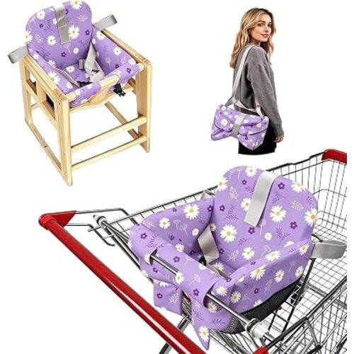 Shopping Cart Cover for Baby, High Chair Cover, Grocery Cart Cover, Cart Seat Cover for Baby, Shopping Cart Seat (Purple Floral)