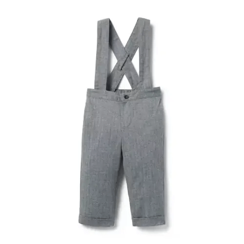 Newborn Storm Grey Heather Baby Suspender Pant by Janie and Jack