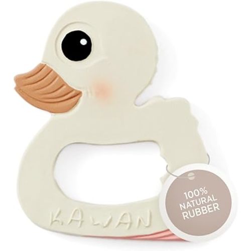 HEVEA Kawan Duck Teether - Massaging Baby Teething Toys Made from 100% Natural Rubber - Free of BPA, PVC, Plastic, and Phthalates