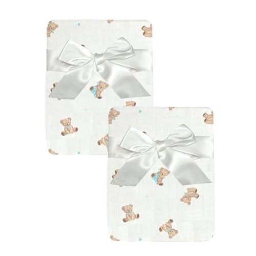American Baby Company 2-Pack 100% Cotton Muslin Swaddle Blanket, Soft, Breathable & Lightweight, Teddy Bear, 47" x 47" Perfect for Swaddling, Travel and Gifting