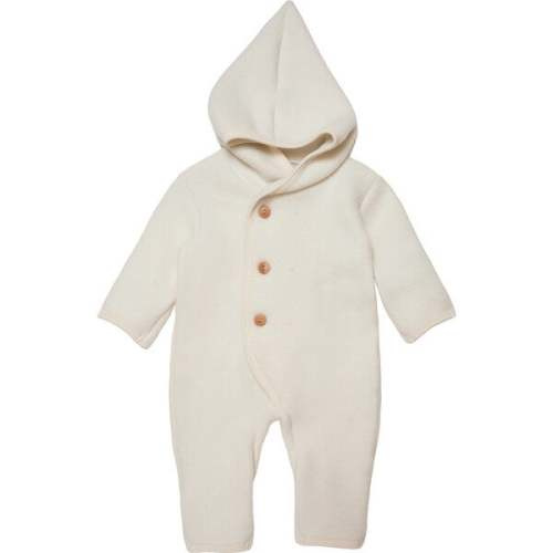 Billie Merino Wool Fleece Suit With Pointed Hood, Off White