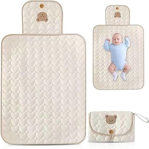 Baby Changing Pad Portable, Portable Changing Pad for Baby, Travel Diaper Changing Pad for Newborn, Compact & Foldable Baby Diaper Changing Mat with Baby Wipes Pockets, baby shower gifts