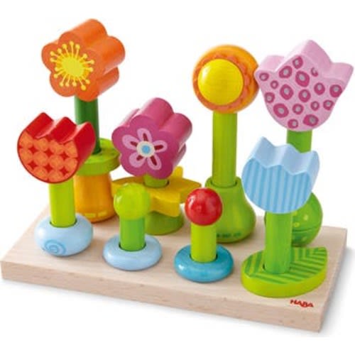 Flower Garden Wooden Sorting & Shape Sorter Game Montessori Toys for 2 Year Old, Fine Motor Stacking Toys for Toddlers 1-3, Made in Germany