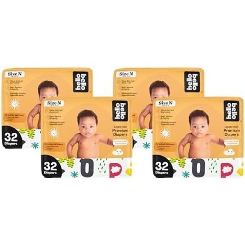 Hello Bello Premium Baby Diapers Size Newborn I 32 Count of Disposable, Extra-Absorbent, Hypoallergenic Baby Diapers with Snug and Comfort Fit I Alphabet Soup (Pack of 4)