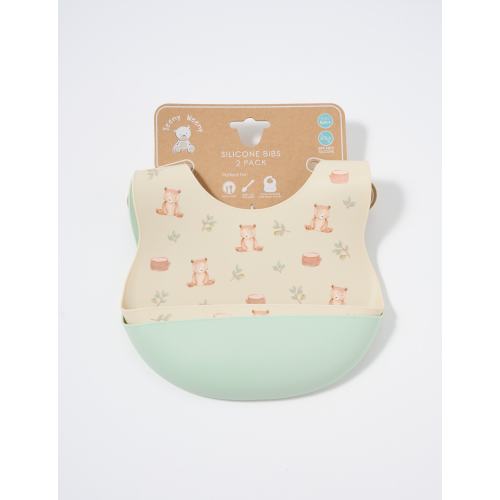 Teeny Weeny Silicone Bib, 2-Pack, Bear