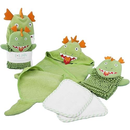 Baby Aspen Four-Piece Dragon Bath Gift Set, Green, one Size (BA14112NA)