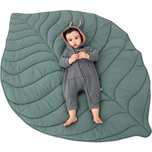 Cotton Leaf Nursery Rug, 56.3x42.1 inches Machine Washable Baby Play Mat for Nursery Decor, Play Mat for Baby, Baby Floor Mat for Baby Gifts, Crawling Baby Mat for Tummy Time Infants