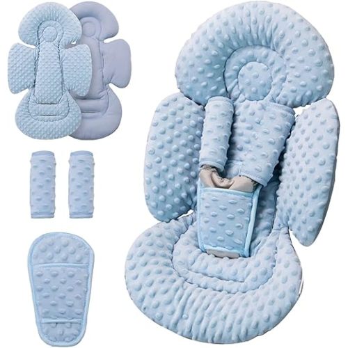 Generic Infant Insert Compatible with Mamaroo Swing & Graco Swing and Infant Car Seat, Newborn Insert Baby Head Body Support, Reversible Design, Breathable Soft Fabric, 1Pcs - Dots, Dark Blue