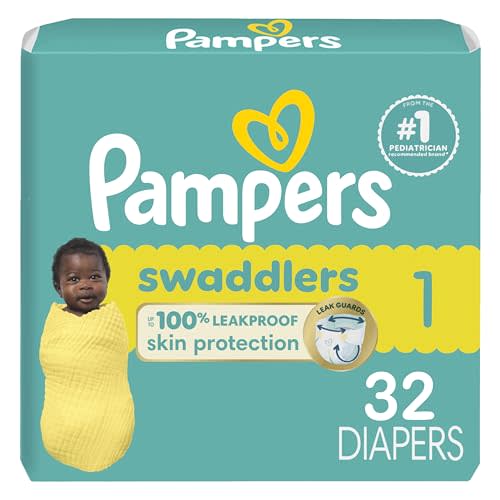 Pampers Baby Diapers - Swaddlers - Size 1, 32 Count, Ultra Absorbent Disposable Infant Diaper