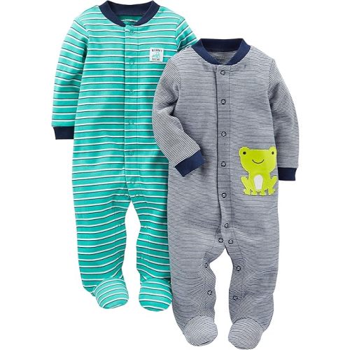 Simple Joys by Carter's Baby Boys' 2-Way Zip Thermal Footed Sleep and Play, Pack of 2
