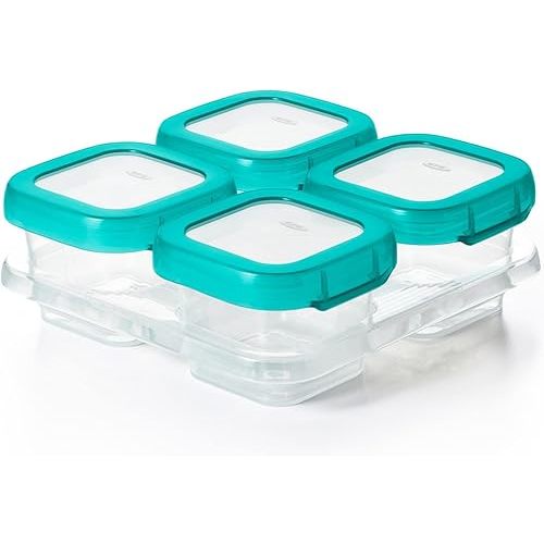 OXO Tot Baby Blocks Freezer Storage Containers Teal (4 Oz)