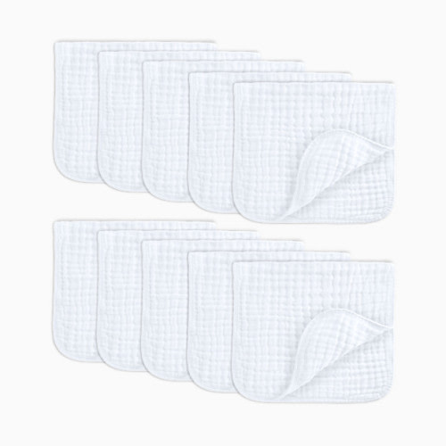 6-Layer Muslin Burp Cloths Set - White