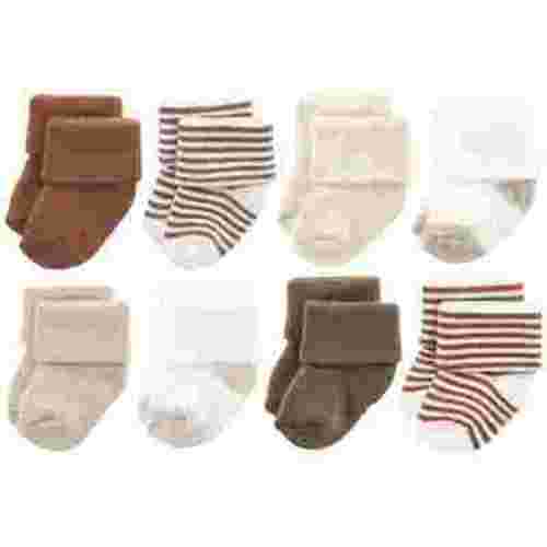 Hudson Baby Cotton Rich Newborn and Terry Socks, Neutral Brown, 0-6 Months