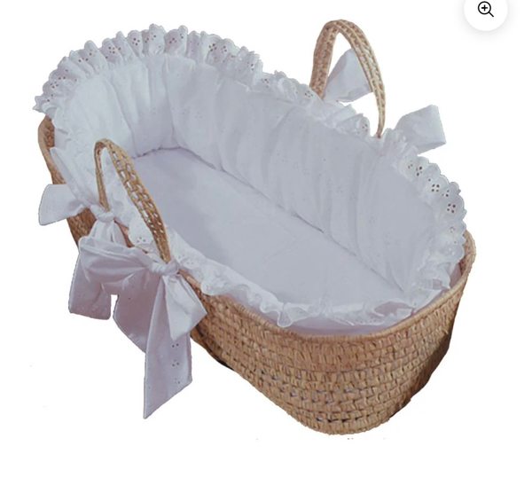 Traditional Eyelet Baby Moses Basket