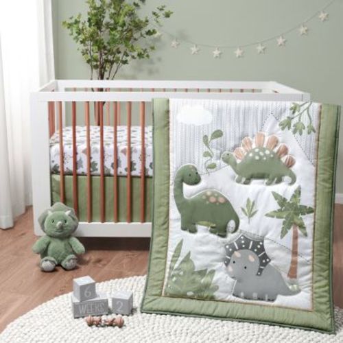 Dinosaur Dreams Crib Bedding Set for Baby Boys, 3 Piece Nursery Set