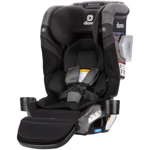 Diono Radian 3RXT SafePlus Max Rear and Forward-Facing Convertible Car Seat, 2-in-1 Anti-Rebound Bar and Calf-Support, 10 Years 1 Car Seat, Slim Fit 3 Across, Black Storm