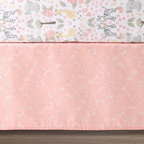 The Peanutshell Pink and Grey Wildest Dreams Crib Bedding Set for Baby Girls, 3 Piece Nursery Set