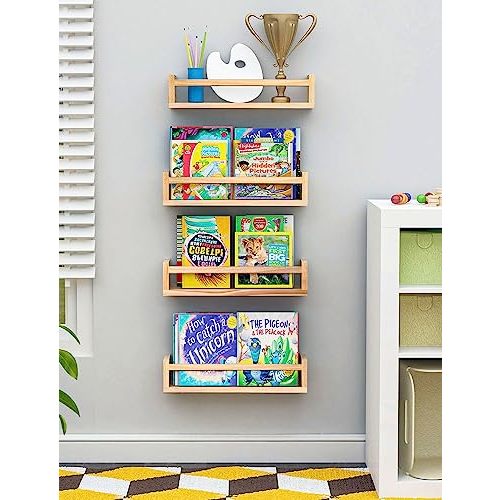 Nursery Book Shelves Set of 4，Nursery Shelves, Kids Book Shelf Perfect for Kids' Room, Bedroom and Bathroom.