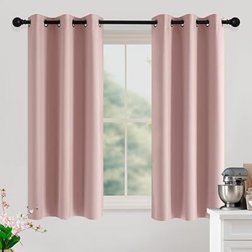 NICETOWN Blush Pink Room Darkening Curtains 54 Inches Long 2 Panels for Girls Room, Bedroom, Nursery Thermal Insulated Blackout Drapes Solid Grommet Noise Reducing Window Curtains, W40