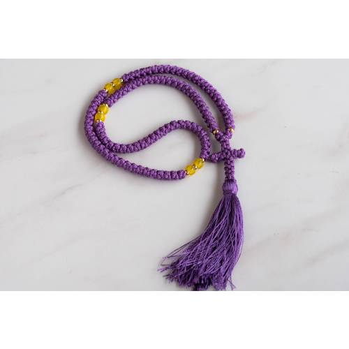 Orthodox Christian Purple Prayer rope with colored beads | Komboskini with gold metal spacers and tassel | Prayer help | Wedding gift