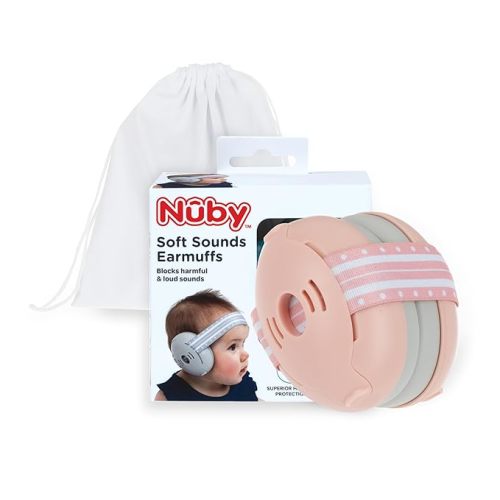Nuby Soft Sounds Earmuffs - Adjustable Baby Earmuffs - Pink