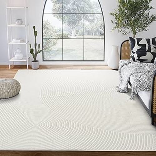 Abani Cream Area Rug for Living Room, Bedroom - Zen Reiki Pattern- 6 x 9 -Durable & Easy to Clean