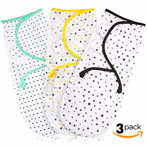 Baby Swaddle Wrap Blanket For Newborn & Infant | 0-3 Month Swaddlers Sleep Sack With Adjustable Wings | 3 Pack... - Yellow