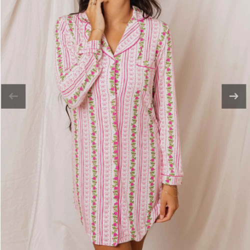 Bowquet of Roses Women's Button Down Nightgown