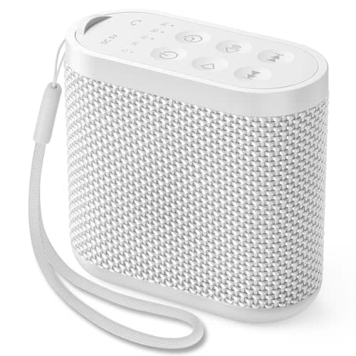 Portable Sound Machine for Travel, White Noise Sound Machine for Sleeping, 52-Hour Lasting Mini Noise Machine with 21 Quality Non-looping Sounds, Headphone Jack, Memory, Timer for Adults,Hotel (White)