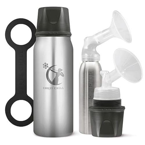 CERES CHILL OG Breastmilk Chiller & Warmer – 12–34oz Portable Breast Milk Cooler, Storage & Baby Bottle for Travel, Work or On-The-Go – Pump Compatible Container – Per My Last Email Steel