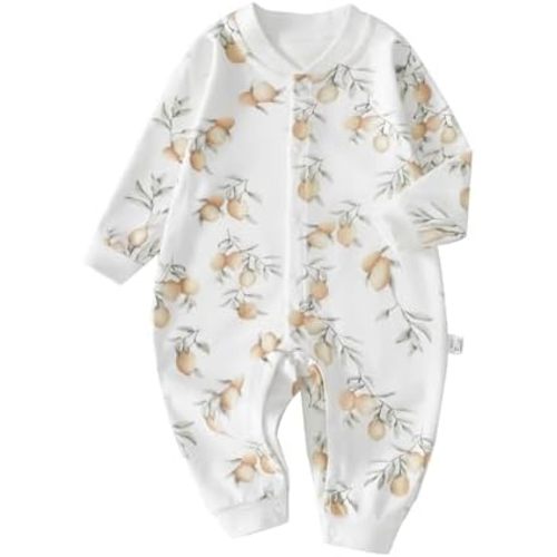 100% Organic Cotton Soft Baby Romper Jumpsuits for Boys and Girls Unisex, Long Sleeve, 0-24 Months