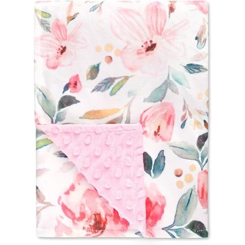 Baby Blankets for Boys Girls, Soft Minky Blankets with Double Layer Dotted Backing, Toddler Blanket for Nursery, Stroller, Toddler Bed, Car seat, Florals