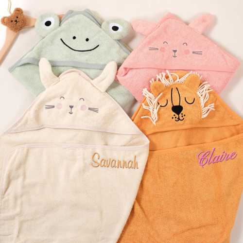 Personalized Keepsake Hooded Towel - GREEN FROGGY - NO NAME
