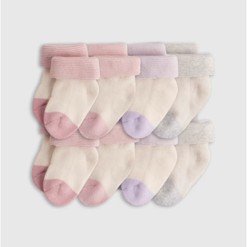 Organic Fold Over Socks 8-Pack - Baby Girl