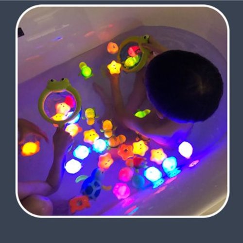 Qocolhg Baby Bath Toys Light Up,No Hole Bath Toys,Sensory Toys for Toddlers,Baby Suction Pool Beach Bathtub Water Toys,Gifts for Boys Girls Kids 6 12 18 Months Age 1 2 3 Year Old Birthday Christmas
