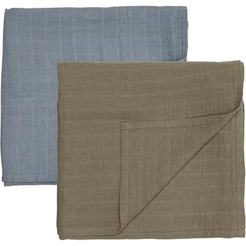 Swaddle Blanket - Organic Cotton - Swaddles for Newborns - Newborn Swaddle - Muslin Swaddle Blankets - 100% Cotton Blanket, 47" x 47" 2-Pack (Sage Green/Tradewinds)