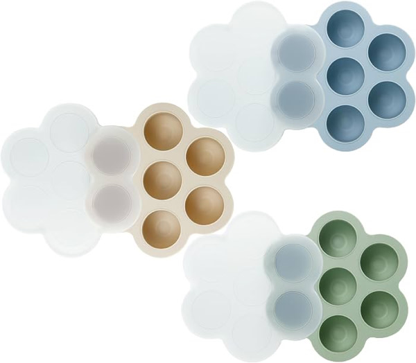 Amazon.com: PandaEar 3 Pack Baby Food Freezer Tray with Lids, Silicone Baby Food Storage Container for Homemade Baby Food, Purees, Breastmilk (Blue/Green/Carnation)