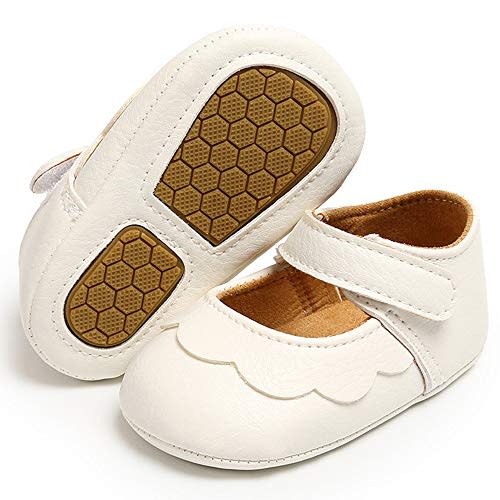 LAFEGEN Baby Girls Mary Jane Flats with Bownot Non Slip Soft Sole PU Leather Newborn Infant Toddler First Walker Cirb Dress Shoes