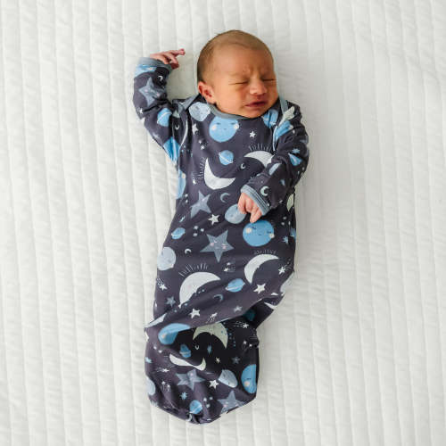 Blue To the Moon & Back Infant Gown - Little Sleepies- Blue Moons