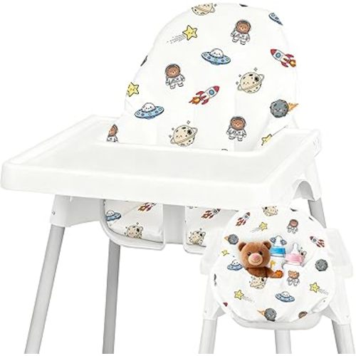 for IKEA High Chair Cushion, for Antilop Cushion, with High Chair Handy Pocket Pouch, for IKEA Antilop Highchair, Cotton Soft, Baby Sitting More Comfortable (Cartoon Aviation Pattern)