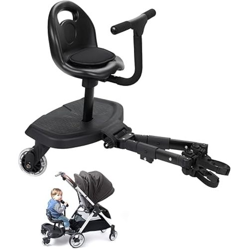 Universal 2-in-1 Stroller Board，Child Rider Stroller Attachment with Saddle Seat and Standing Platform ，Quick and Easy to Use, Safety Design 2025 Upgrade