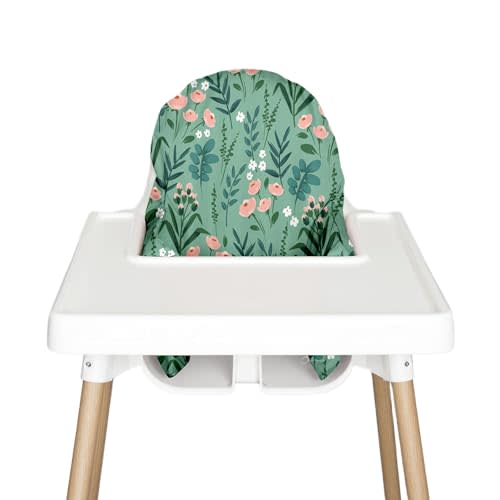 Nibble and Rest Highchair Cushion Cover for Inflatable Cushion, Compatible for IKEA Antilop Highchair, Accessories Stain-Proof and Wipeable Cover (Cushion NOT Included)(Green Meadow)