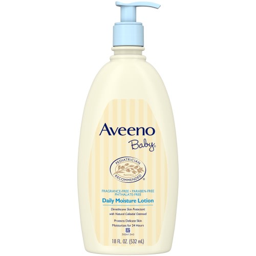 AVEENO Baby Daily Moisture Lotion Fragrance Free 18 oz (Pack of 2)