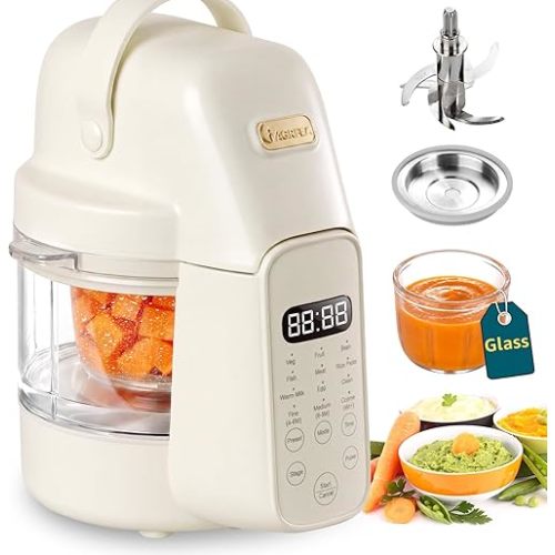 IAGREEA Baby Food Maker, 9-IN-1 Glass Baby Food Processor Steamer Puree Blender Grinder, One Step Auto Cooking Machine for Homemade Baby Food, BPA-Free