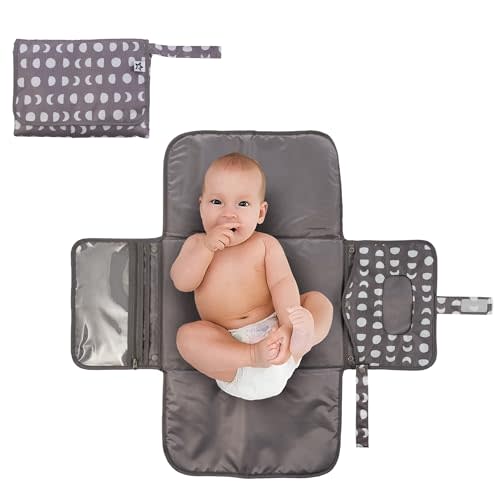 Tiny Twinkle Portable Diaper Changing Pad, Foldable Waterproof Baby Change Pad for Newborn Girl & Boy with Smart Wipes Pocket (Luna)