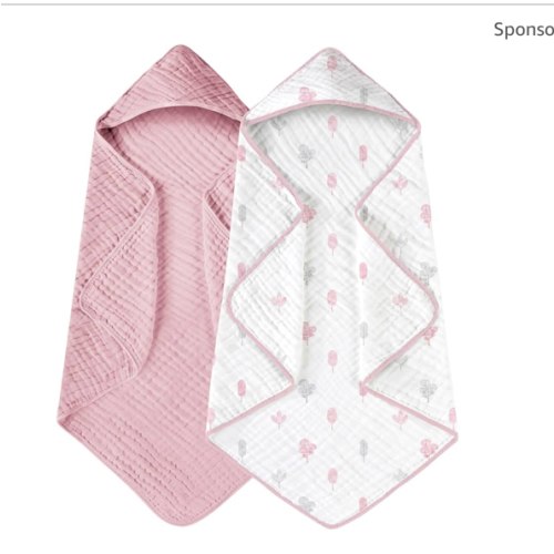 Yoofoss Hooded Baby Towels for Newborn 2 Pack 100% Muslin Cotton Baby Bath Towel with Hood for Babies, Infant, Toddler and Kids, Large 32x32Inch, Soft and Absorbent Newborn Essential