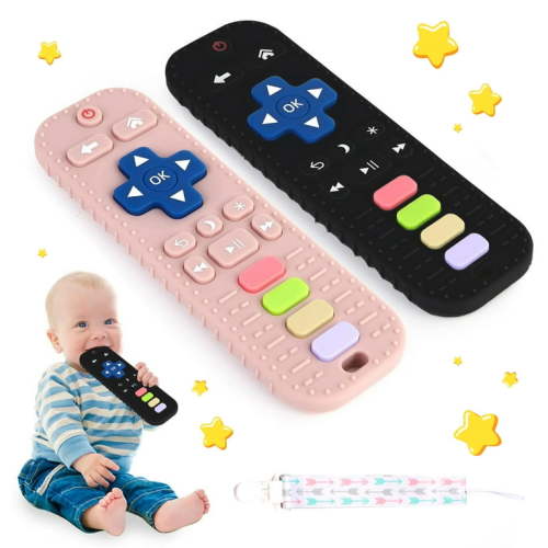 Teething Toys for Baby 3-6 Months, Sensory Remote Teethers for Babies 6-12 Months Baby Girl Boy Gifts